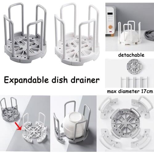 Expandable Dish Drainer Adjustable Plate Stand Kitchen Organizing Center Drain And Dry Wine Glasses Silverware Bowls And Dishes