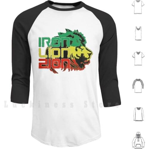Reggae Rasta Iron , Lion , Zion Hoodies Long Sleeve Reggae Rasta Iron Lion Zion Jah Peace Love Ganja Jamaica