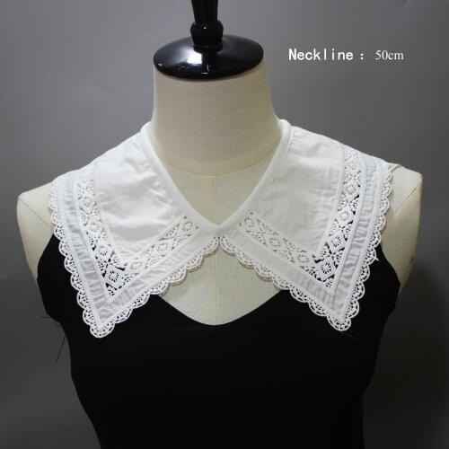 Sitonjwly Women Lace Shirt False Collar Lapel Dress Blouse Fake Collars Shawl Wrap Embroidered Detachable Collar Accessories
