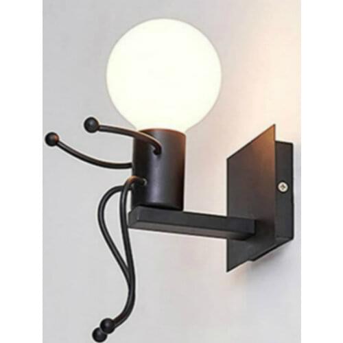 Modern Line Cartoon Figure Iron Wall Lamps Bedroom Beside Lamp Study Wall Decor Porch Light Fixtures Porch Corner Lamp LED Bulbs