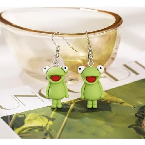 Modern Womens Earrings 2021 Piercing Ear Hanging Earrings Originality Lovely Green Frog Earrings Wholesale Jewelry-Accessories
