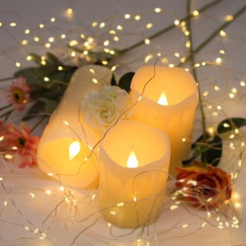 Dancing Flame LED Shed tears Candles Lights with Real Wax Pillar Lamp for Wedding Birthday Party Christmas Home Decor