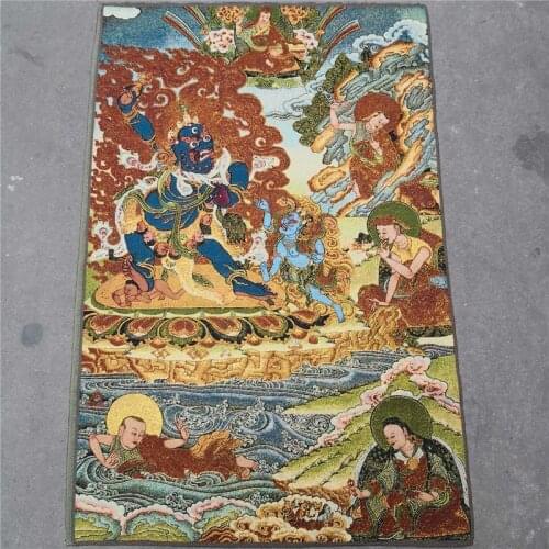 Tibetan Tangka Buddha Statue Nepalese Tangka Painting Silk Embroidery Brocade Painting Diamond Guardian Statue