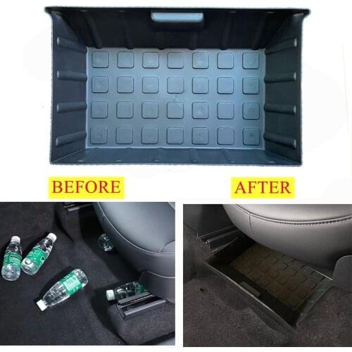 Car Under Seat Storage Box ABS Organizer Anti-slip Tray Glove Container Auto Stowing Tidying Accessories For Tesla Model Y