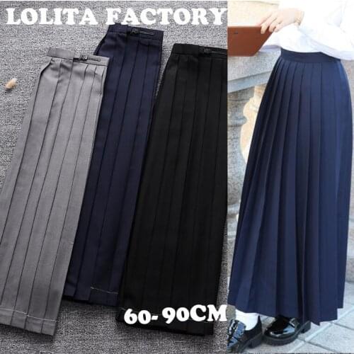 SUPER Long Japanese girl JK Uniform GREY Skirt High-waist Pleated Skirt Women Summer Yankee Girl Uniform long skirt JKc1021