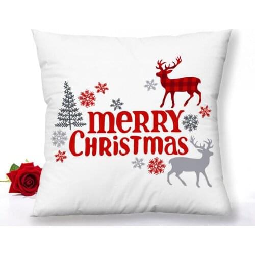 Custom Merry Christmas Deer Zipper Pillowcase Home Decoration Satin Fabric Square Pillowcase 60x60cm Bedroom Pillow Cover 1.15
