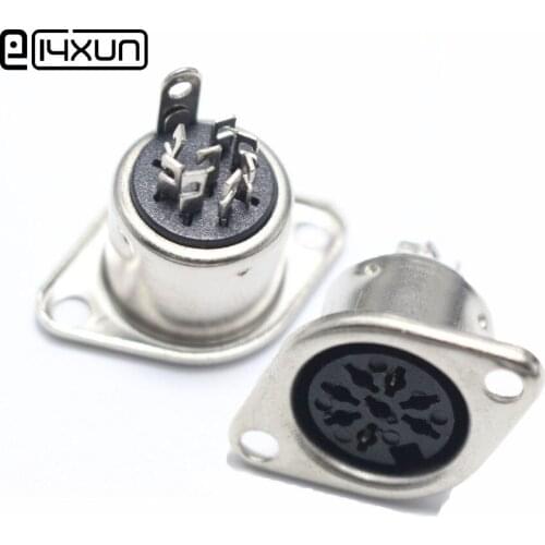 1pcs DIN 8 Pin Female Jack Cable Plug Adapter Panel Mount Solder Chassis Connector Nickel Plated