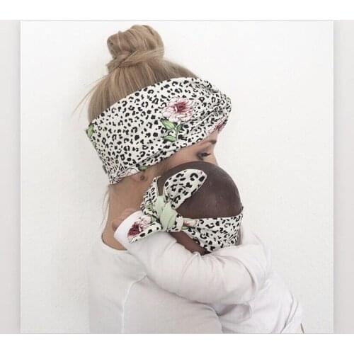 10 Sets/lot Boho Floral Prints Mom and Me Headband Bow Knot Headbands Infant Toddler Hair Accessories Turban Baby Mommy Headwrap