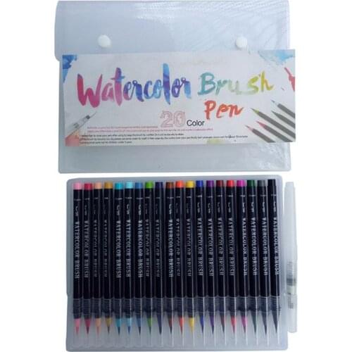 20 Color Premium Painting Soft Brush Pen Set Watercolor Markers Pen Effect Best For Coloring Books Manga Comic Calligraphy