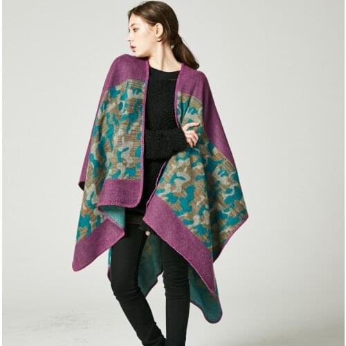 2019 New Thick Warm Plus Size Cardigan Winter Scarf Women Floral Pattern Poncho Luxury Blanket Shawl Pashmina Foulard Femme