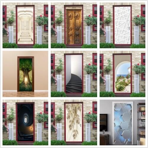 90*200cm Stickers on the Doors Vinyl Peel and Stick Wallpaper Living Room Bedroom Poster Wooden Decals Home Design deursticker