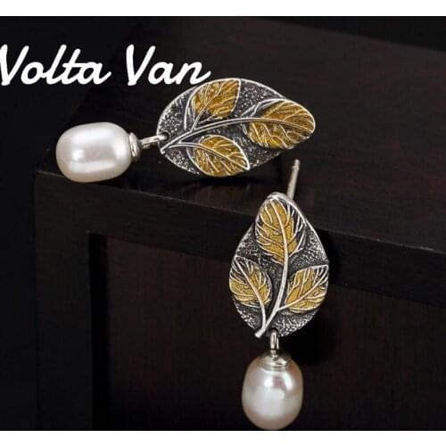 Volta Van 925 Sterling Silver Drop Earrings Freshwater Pearls Pendientes Plata Fine Jewelry 2021 New Elegant Vintage Earrings
