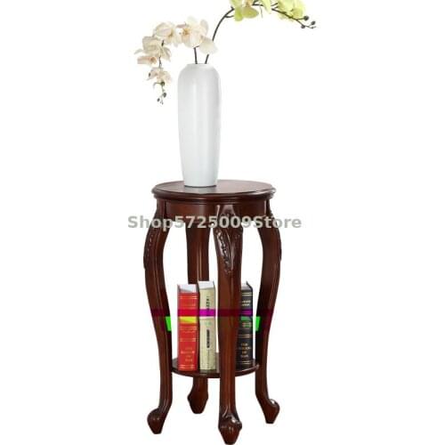 American solid wood flower shelf rack living room European-style high-end round luxury Jane Oululuo corner home white