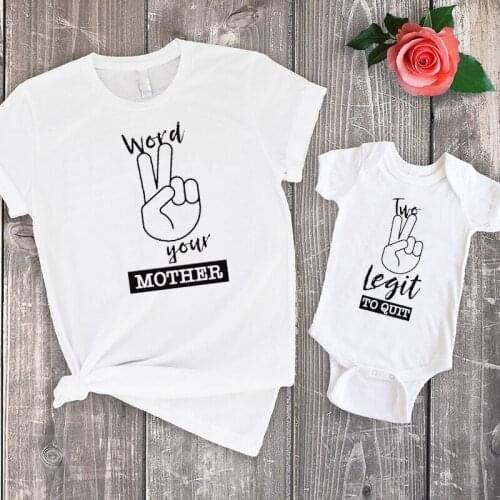 Big Sister Two Legit To Quit Family Shirts Fashion Word Your Mama Baseball Tee Mommy Daughter Matching Clothes