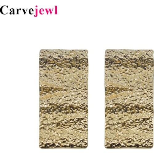 Carvejewl big stud earrings rectangle stud earrings for women jewelry hammered surface girl gift simple personality new style