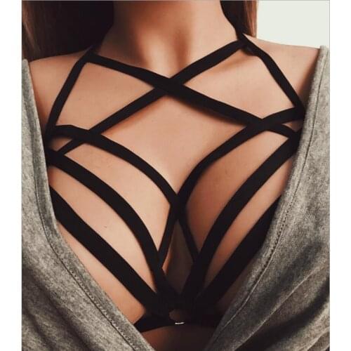Black Sexy Lingerie Porn bra Party Beach Bikini Sexy Summer Chest Harness Body Chain Women BDSM Bondage Sex Accessories S1021