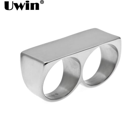 Permanent Color Protection Most Popular New Steel Two Finger Rings Stainless Steel Men Punk Rings Man&Women Party Cool Ring