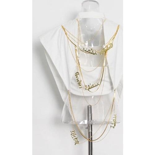 Summer Designer New Inverted Triangle One Buckle Personality Chain Stitching White Short Vest Trend Top Coat Brand Clothes