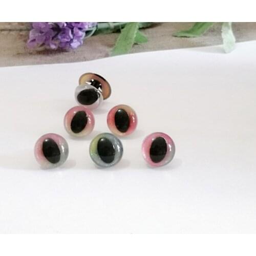 Masckaszem new design--15mm/18mm smooth stem clear toy cat eyes +glitter rainbow fabric +meteal washer--mixed color--20pcs/lot