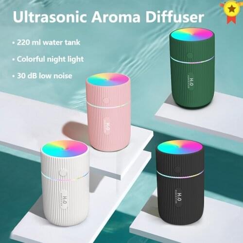 Ultrasonic Mini Air Humidifier 220ML Aroma Diffuser For Home Auto USB Cool Mist Maker LED Lamp Aromatherapy humidifier for car