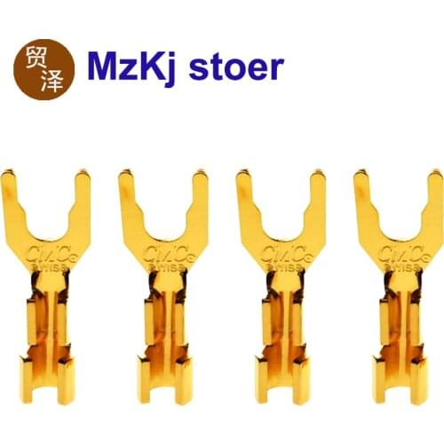 NEW High-end CMC Pure copper gold-plated speaker Y-fork connector plug banana plug FOR speaker amplifier socket