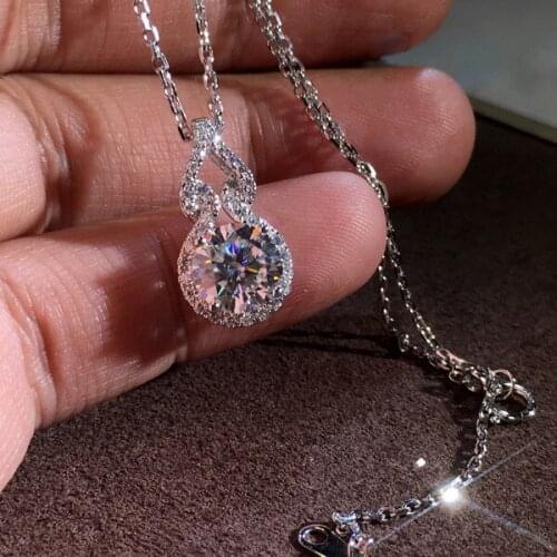 Chic Silver Round AAA Cubic Zircon Stone Pendant Necklaces For Women Romantic Jewelry Gift