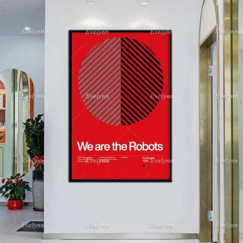 Poster New Wave, We Are The Robots - Kraftwerk 1978, New Wave Song Minimalistic Swiss Graphic Design Home Decor Prints Canvas