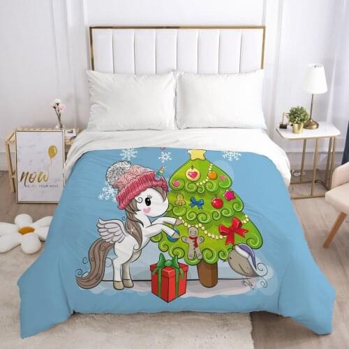 Unicorn Cartoon Duvet Cover with Zipper Comforter/Quilt/Blanket Case 180x210 240x220 3D Bedding For Kids Child Baby Girls Boys