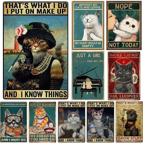 30 *20cm Kinds Of Slogan By Smart Cat Tin Plaque For Coffee Yoga Gym Club Decoration Home Vintage Metal Plate Sign Wall Poster