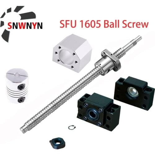 RM1605 Set SFU1605 Rolled Ball Screw C7 With End Machined+1605 Ball Nut + Nut Housing+BK/BF12 End Support +Coupler For CNC Parts