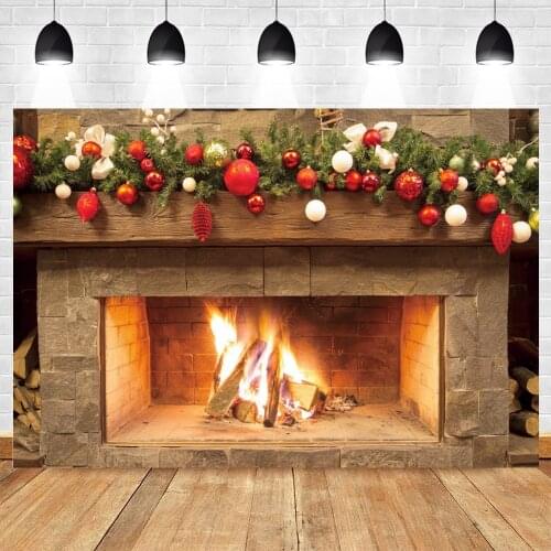 Christmas Backdrop Fireplace Ball Baby Vinyl Decoration Photography Photographic Background For Photo Shoot Booth Photozone Prop