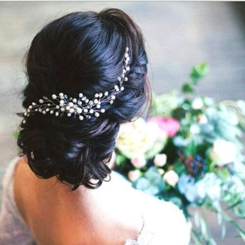 Handmade pearl long comb brides wedding hair comb bride headdress