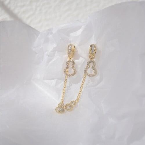 14k Real Gold Fashion Jewelry Geometric Crytsal Long Tassel Exquisite Earrings for Woman Holiday Party Elegant Earring