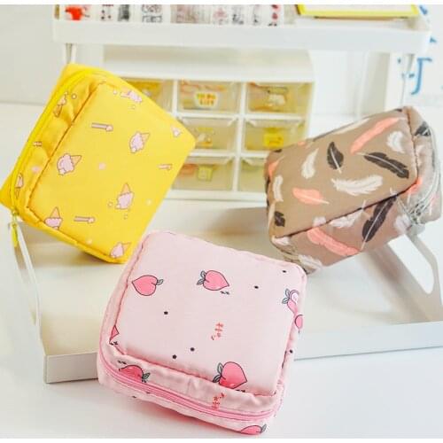 Portable Pad Storage Bag Multifunctional Waterproof Oxford Women Menstrual pink Sanitary Napkin Organizer Pouch Credit Card Case