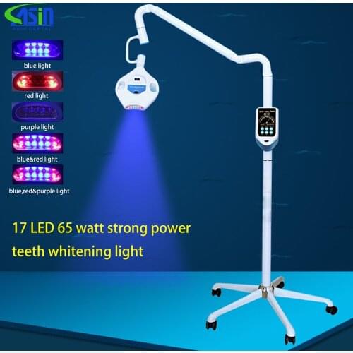 Dental 65w portable teeth whitening LED machine 3 colors / moveable bleaching unit lamp floor standing with wheels