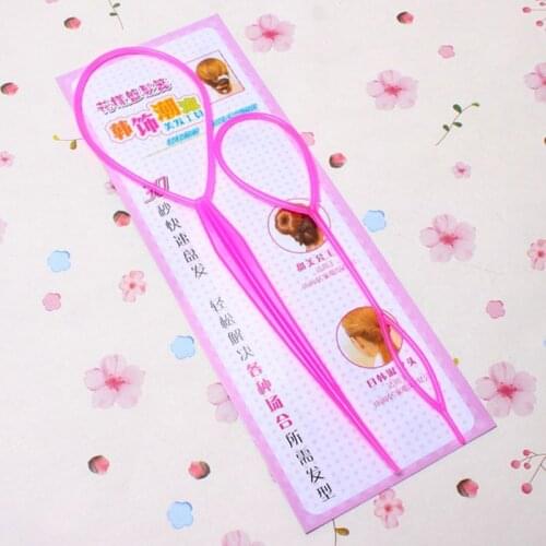 2Pcs/Set Women Girls Ponytail Styling Maker Clip Tools Hair Ties Braider Accessories Plastic Loop Pin DIY Beauty Kit Two 6