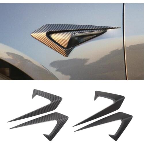 2Pcs/Set For Tesla Model 3 2017-2020 Side Camera Protection Cover Carbon Fiber ABS Turn Signal Side Marker Cover Car Accessorie