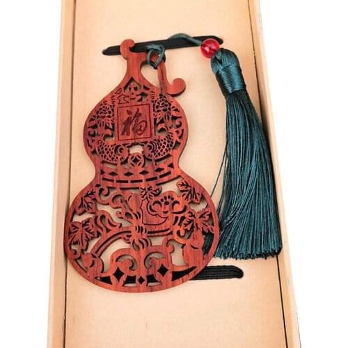 1Pcs Redwood Gourd Bookmark Set Teachers Day Classical Chinese Style Creative Gift Red Wooden