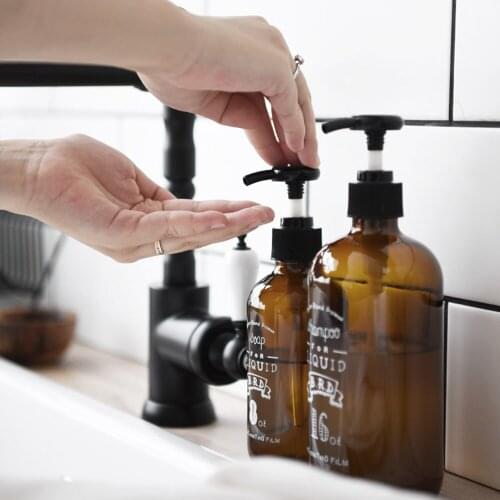 230ml 460ml Soap Dispenser Nordic Bathroom Brown Glass Refill Bottle for Shampoo Body Wash Hair Conditioner Storage Sub-bottle