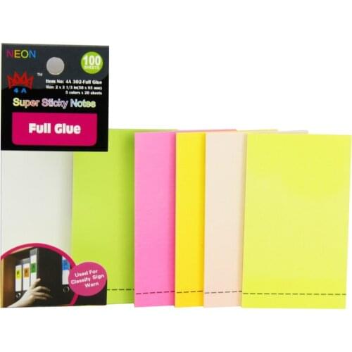 4A Sticky Full Adhesive Notes 3 1/3 x 2 Inches Self-Stick Note Stationery Kawaii Planner Stickers Cute Notepad 4A 302 Full Glue