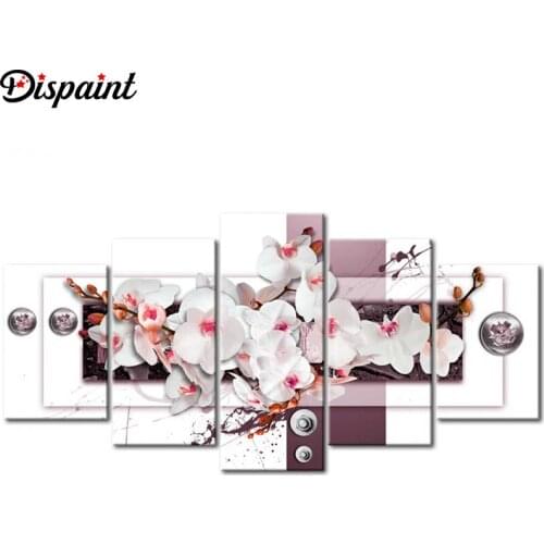 Dispaint 5pcs Full Square/Round Drill 5D DIY Diamond Painting "Flower orchid" Multi-picture Combination Embroidery 5D Decor