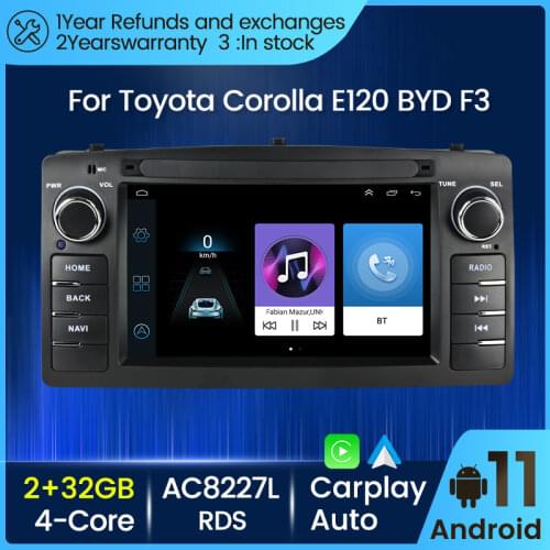Android 10 Car Radio GPS Navigation Carplay For Toyota Corolla E120 BYD F3 8-Core 4GB+64GB Auto Multimedia Player FM HD 1024*600