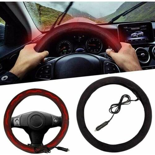 Best Heated Steering Wheel Cover Adjustable Temperature 12V DC Hand Warmer Steering Covers Interior Accessories Non-slip Cover