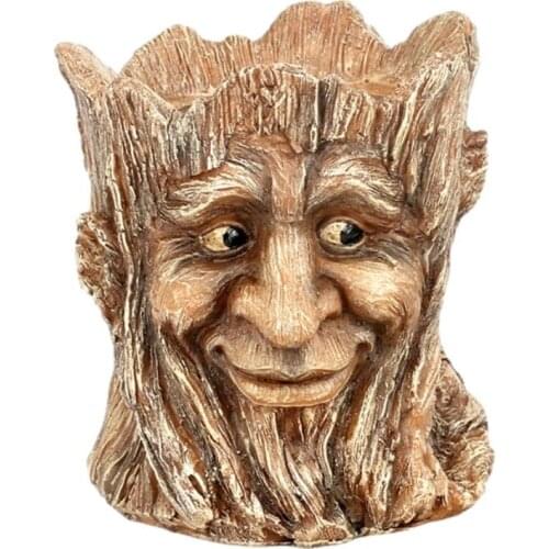 Retro Resin Flowerpot Old Man Planter Container Without Plants Simple And Retro Sculpture Suitable For Decorative Gardening