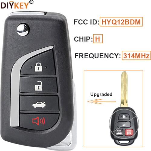 Keyecu Upgraded Remote Key Fob 3+1 Button 314MHz H for Toyota RAV4 Corolla Camry 2014-2016 FCC: HYQ12BDM