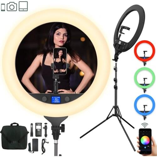 FLitoFoto R40 RGB Dual Color Temperature LED Ring Light 15V/4A 60W 3200k-7500k Mobile APP Control Dual Battery Design LED Lights