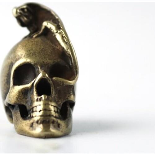 EDC Brass Lizard Skull Lanyard Bead Paracord Knife Beads Knife Tool Pendant