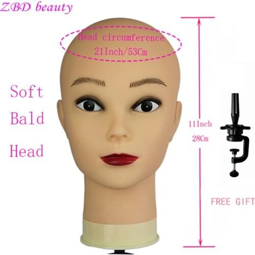 Soft Bald Mannequin Head Used For Wig Stand African Training Manikin Cosmetology Practicing Or Training Head And Wig Display