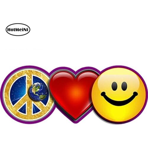 HotMeiNi 13cm x 5.2cm World Peace Love Happy Decal Car Sticker Window Truck Laptop Waterproof Bumper Accessories