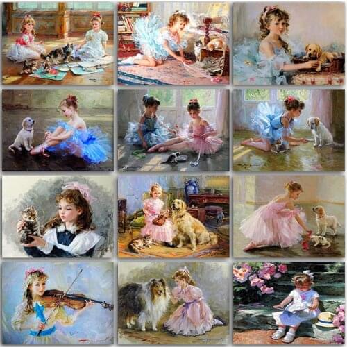 5D DIY Diamond Painting Kit little ballet girl dog flower baby princess Full Square&Round embroidery mosaic Cross stitch Paint